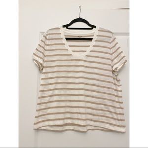 Striped & Simple Tee - White/Tan